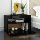 NNEVL TV Cabinets with LED Lights 2 pcs High Gloss Black 60x35x40 cm