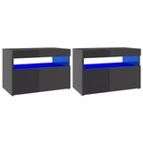 NNEVL TV Cabinets with LED Lights 2 pcs High Gloss Grey 60x35x40 cm