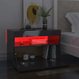 NNEVL TV Cabinets with LED Lights 2 pcs High Gloss Grey 60x35x40 cm