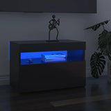 NNEVL TV Cabinets with LED Lights 2 pcs High Gloss Grey 60x35x40 cm