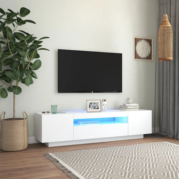 NNEVL TV Cabinet with LED Lights White 160x35x40 cm