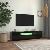 NNEVL TV Cabinet with LED Lights Black 160x35x40 cm