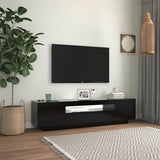 NNEVL TV Cabinet with LED Lights Black 160x35x40 cm