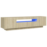 NNEVL TV Cabinet with LED Lights Sonoma Oak 160x35x40 cm