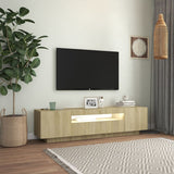 NNEVL TV Cabinet with LED Lights Sonoma Oak 160x35x40 cm