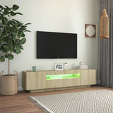 NNEVL TV Cabinet with LED Lights Sonoma Oak 160x35x40 cm