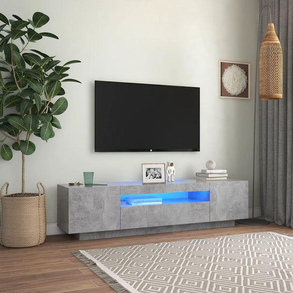 NNEVL TV Cabinet with LED Lights Concrete Grey 160x35x40 cm