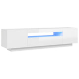 NNEVL TV Cabinet with LED Lights High Gloss White 160x35x40 cm
