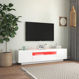 NNEVL TV Cabinet with LED Lights High Gloss White 160x35x40 cm