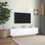 NNEVL TV Cabinet with LED Lights High Gloss White 160x35x40 cm