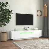 NNEVL TV Cabinet with LED Lights High Gloss White 160x35x40 cm