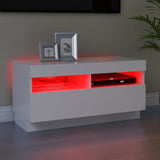 NNEVL TV Cabinet with LED Lights White 80x35x40 cm