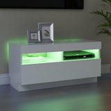 NNEVL TV Cabinet with LED Lights White 80x35x40 cm