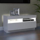 NNEVL TV Cabinet with LED Lights White 80x35x40 cm
