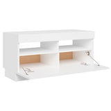 NNEVL TV Cabinet with LED Lights White 80x35x40 cm