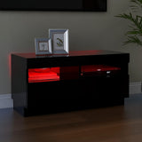 NNEVL TV Cabinet with LED Lights Black 80x35x40 cm