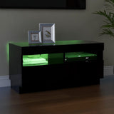 NNEVL TV Cabinet with LED Lights Black 80x35x40 cm
