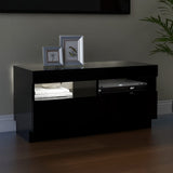 NNEVL TV Cabinet with LED Lights Black 80x35x40 cm