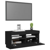 NNEVL TV Cabinet with LED Lights Black 80x35x40 cm