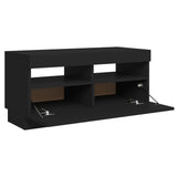 NNEVL TV Cabinet with LED Lights Black 80x35x40 cm