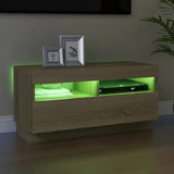 NNEVL TV Cabinet with LED Lights Sonoma Oak 80x35x40 cm