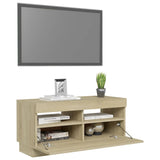 NNEVL TV Cabinet with LED Lights Sonoma Oak 80x35x40 cm
