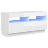 NNEVL TV Cabinet with LED Lights High Gloss White 80x35x40 cm