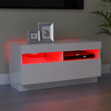 NNEVL TV Cabinet with LED Lights High Gloss White 80x35x40 cm