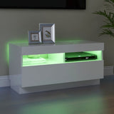 NNEVL TV Cabinet with LED Lights High Gloss White 80x35x40 cm