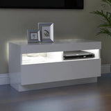 NNEVL TV Cabinet with LED Lights High Gloss White 80x35x40 cm