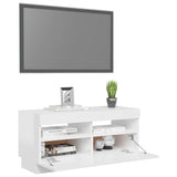 NNEVL TV Cabinet with LED Lights High Gloss White 80x35x40 cm