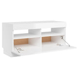 NNEVL TV Cabinet with LED Lights High Gloss White 80x35x40 cm