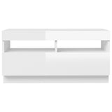 NNEVL TV Cabinet with LED Lights High Gloss White 80x35x40 cm