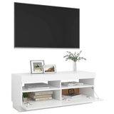 NNEVL TV Cabinet with LED Lights White 100x35x40 cm