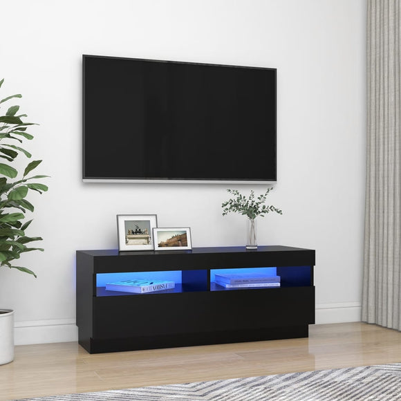 NNEVL TV Cabinet with LED Lights Black 100x35x40 cm