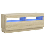 NNEVL TV Cabinet with LED Lights Sonoma Oak 100x35x40 cm