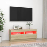 NNEVL TV Cabinet with LED Lights Sonoma Oak 100x35x40 cm