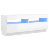 NNEVL TV Cabinet with LED Lights High Gloss White 100x35x40 cm