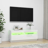 NNEVL TV Cabinet with LED Lights High Gloss White 100x35x40 cm