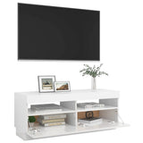 NNEVL TV Cabinet with LED Lights High Gloss White 100x35x40 cm