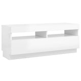 NNEVL TV Cabinet with LED Lights High Gloss White 100x35x40 cm