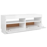 NNEVL TV Cabinet with LED Lights High Gloss White 100x35x40 cm