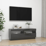 NNEVL TV Cabinet with LED Lights High Gloss Grey 100x35x40 cm