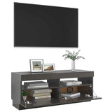 NNEVL TV Cabinet with LED Lights High Gloss Grey 100x35x40 cm
