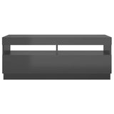 NNEVL TV Cabinet with LED Lights High Gloss Grey 100x35x40 cm