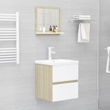 NNEVL Bathroom Mirror White and Sonoma Oak 40x10.5x37 cm Chipboard