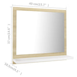 NNEVL Bathroom Mirror White and Sonoma Oak 40x10.5x37 cm Chipboard