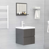 NNEVL Bathroom Mirror High Gloss Grey 40x10.5x37 cm Chipboard