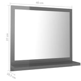NNEVL Bathroom Mirror High Gloss Grey 40x10.5x37 cm Chipboard