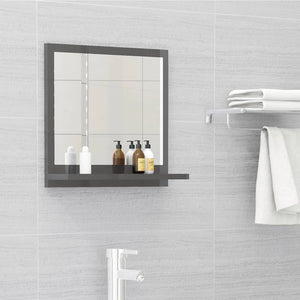 NNEVL Bathroom Mirror High Gloss Grey 40x10.5x37 cm Chipboard